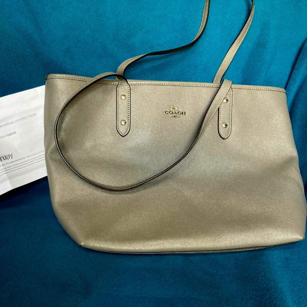 Grey Leather Coach Purse